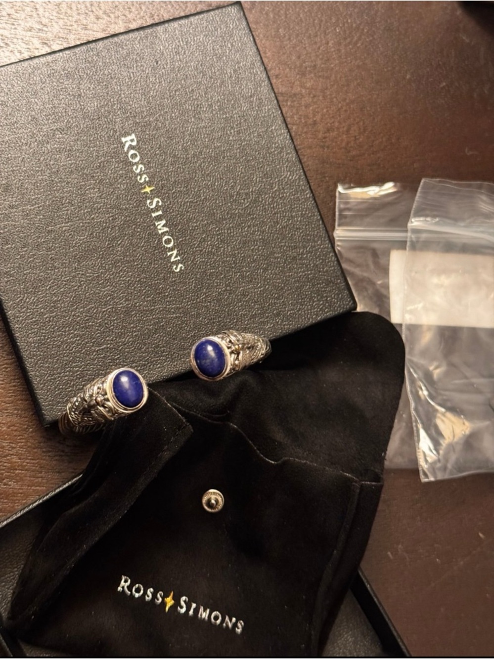 Ross-Simons Silver Men’s Cuff Links with Deep Blue Stones